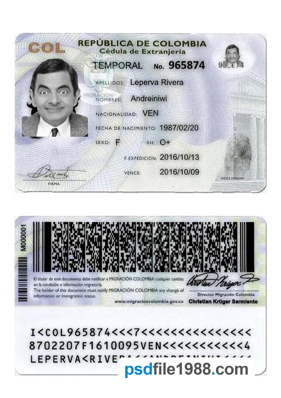 Colombia ID Card 2016-Present